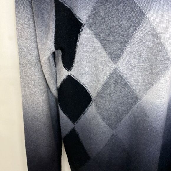 IMPERMEABLE Platinum Merino Wool/Cashmere Argyle Unisex Sweater Sz L - Picture 3 of 4